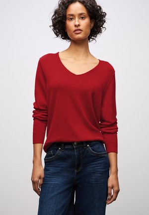 V-NECK PULLOVER - Pullover - rot