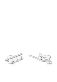 Pendientes de plata con un diseño similar a una nube, que presenta curvas suaves y un acabado pulido y sleek. La parte posterior tiene un vástago recto para un uso seguro.