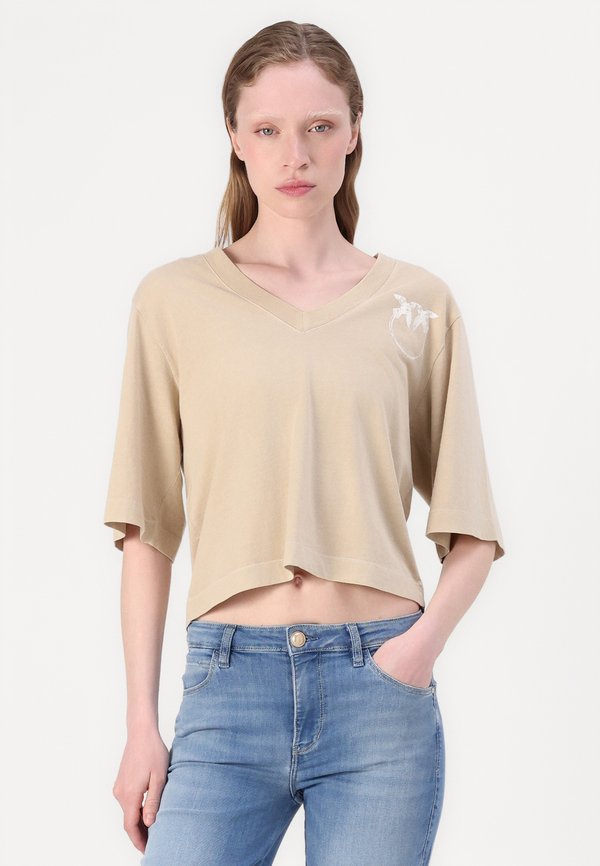 SUEZ CON BANDA LOGATA - Print T-shirt - cement beige3