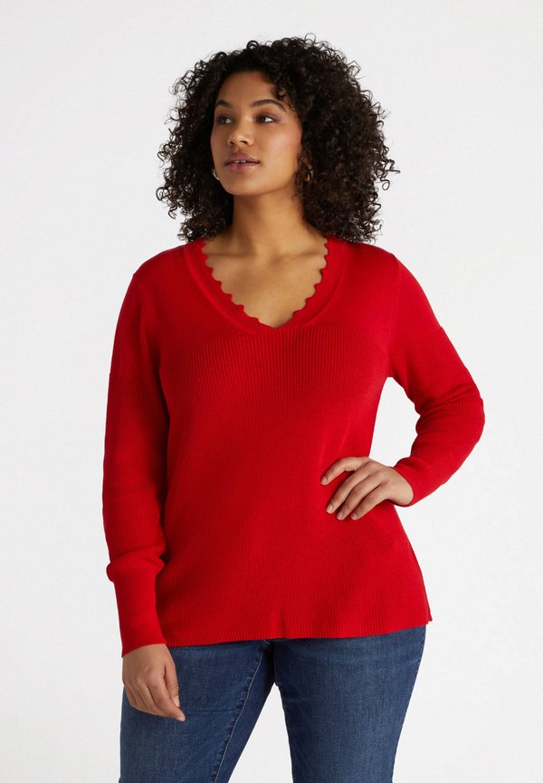 V-NECK  - Strickpullover - rosso