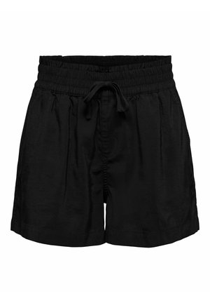 Sorte afslappede shorts med elastisk talje og snøre foran, med sidelommer og en løs pasform.