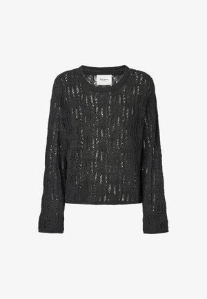 Tumehall villane sviiter laia lõikega. Omab pitsimustrit, pikki varrukaid ja ümarat kaelust. Brändi silt kaasas.