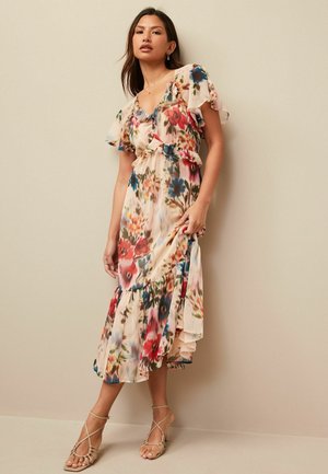 FLORAL FRILL MIDI REGULAR FIT - Denné šaty - multi