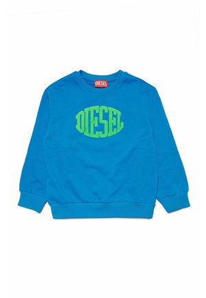 Felpa blu con il logo verde "DIESEL" centrato sul davanti. Polsini e orlo a coste. Collo rotondo classico, realizzata in un tessuto morbido.