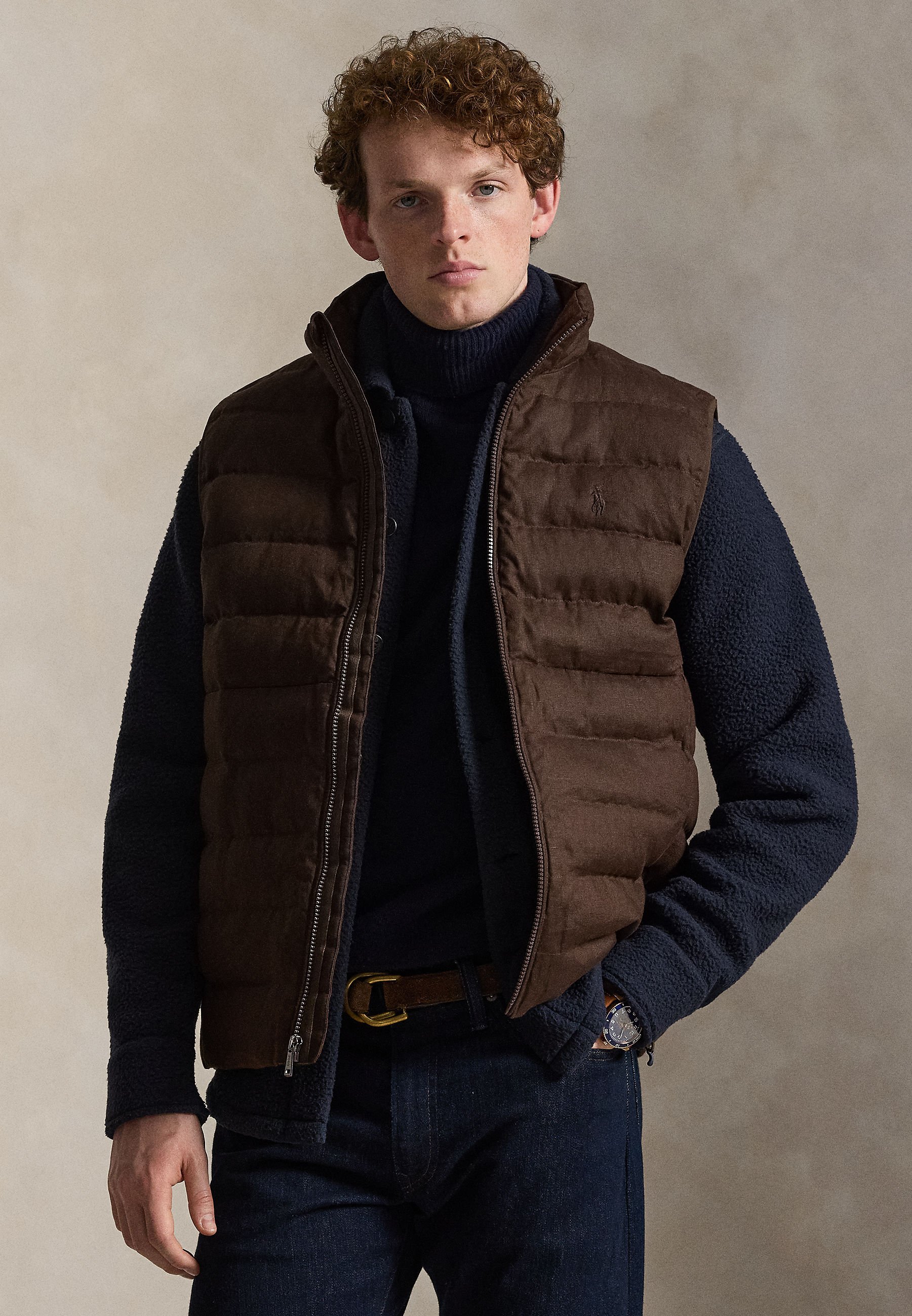 Polo Ralph Lauren THE COLDEN LINEN VEST - Waistcoat - nutmeg brown
