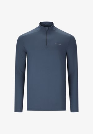Herren-Sportoberteil mit langen Ärmeln in Marineblau, Viertel-Reißverschluss und kleinem "Endurance"-Logo auf der Brust.