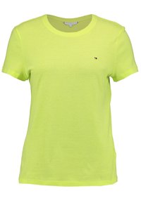 Kortærmet t-shirt i lys neon gul bomuld, med rund halsudskæring og et lille broderet logo på brystet.