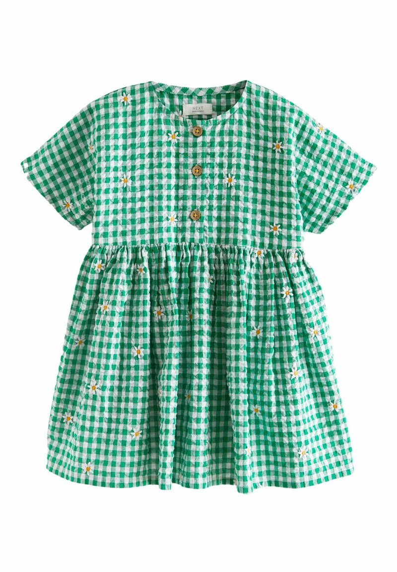 Next Nappali ruha - green embroidered daisy
