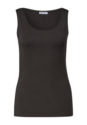 Street One, BASIC TOP WITH CREW NECK IN A SOLID COLOR - Top - black coffee