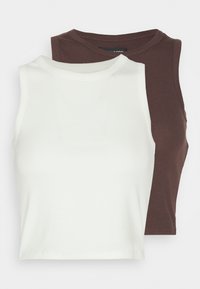 2 PACK - Top - off-white/dark brown