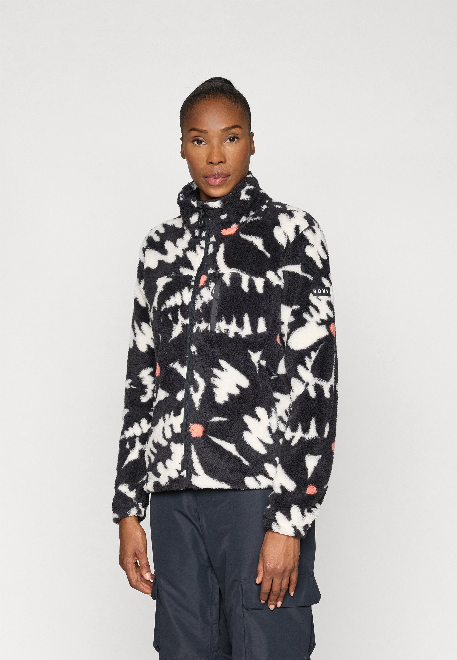 Roxy ALABAMA FULL ZIP PRINTED - Fleece jacket - true black/black