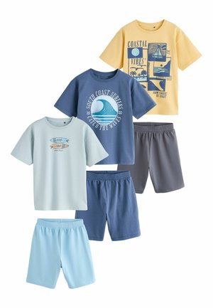 Next REGULAR FIT - 3 PACK SHORT PYJAMAS SET - Pizsama szett - blue yellow grey surf