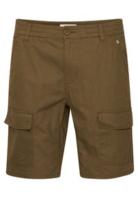 Cargo shorts i brun stof med to sidelommer og knaplukning. Materialet har en let tekstur og en afslappet pasform.