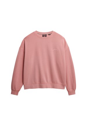 Różowy sweatshirt z okrągłym dekoltem, długimi rękawami i ściągaczami na mankietach. Zawiera subtelne logo wyszyte na klatce piersiowej. Wykonany z miękkiego materiału bawełnianego.