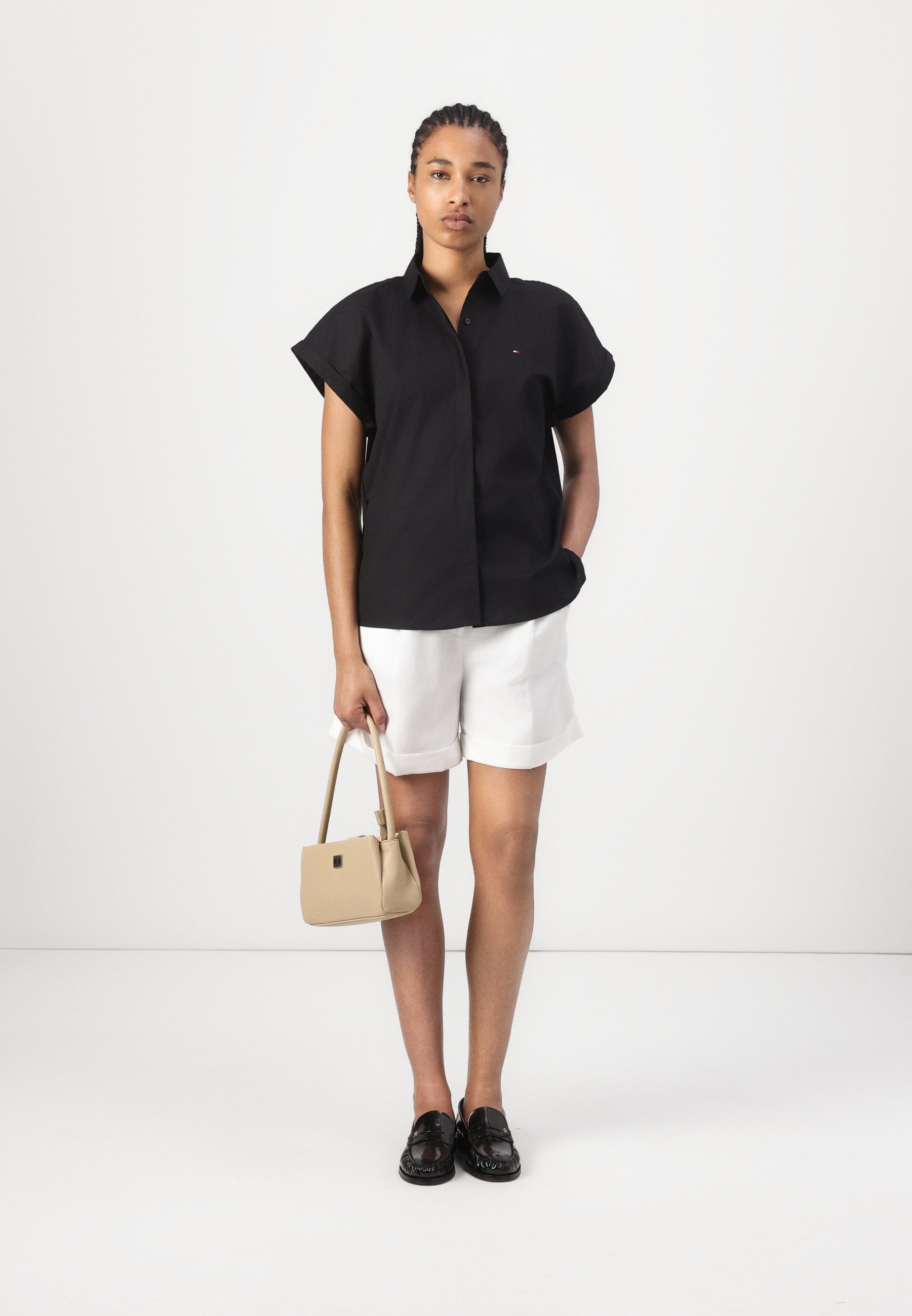 売れ筋商品|||トミー ヒルフィガー シャツ レディース トップス SLEEVELESS RELAXED SHIRT - Button-down blouse - black Tommy Hilfiger SLEEVELESS RELAXED SHIRT - Button-down blouse