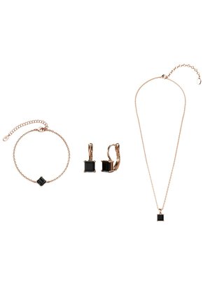 PARURES SIMPLE SQUARE SET - Ohrringe - couleur or rose/noir