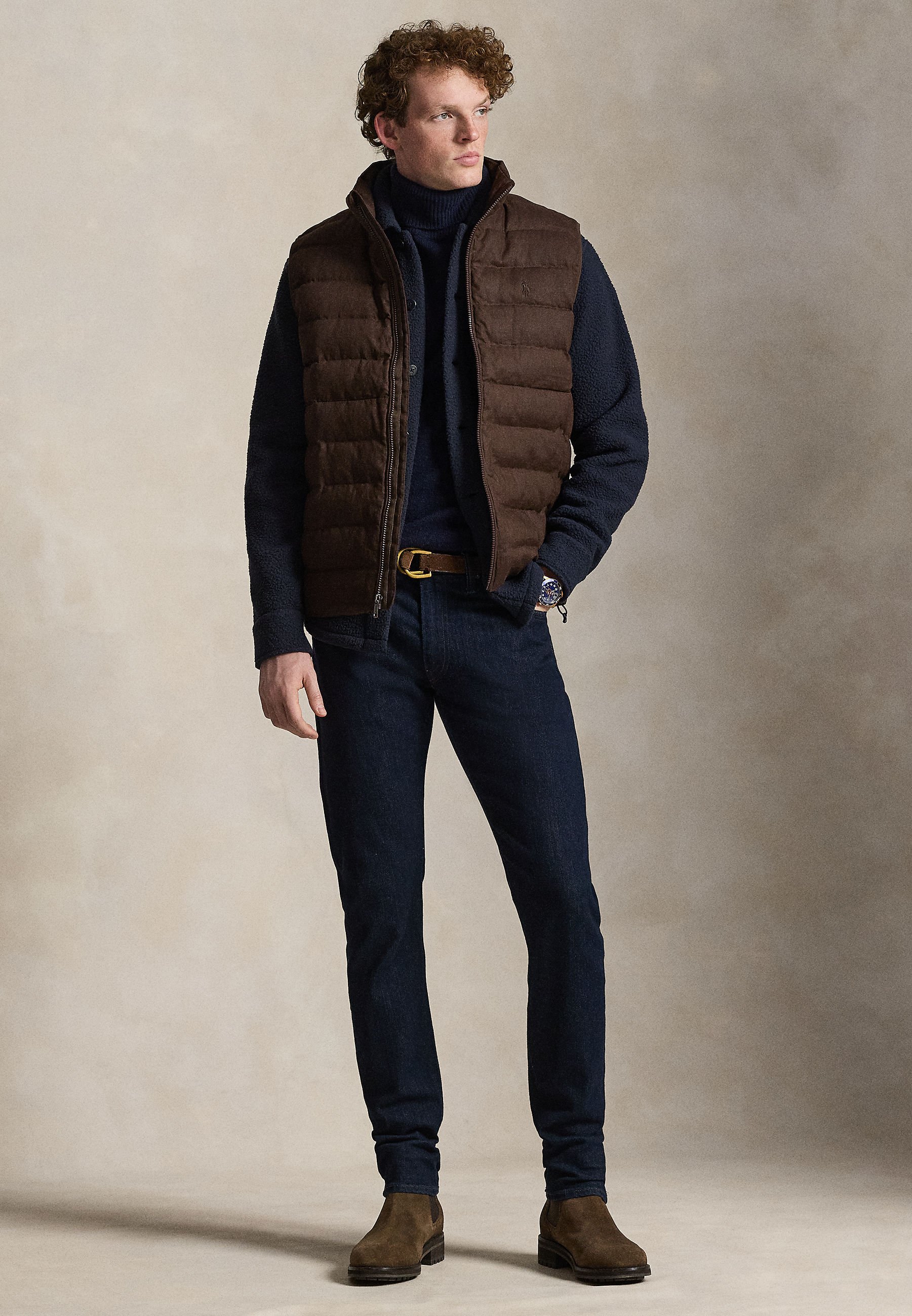 Polo Ralph Lauren THE COLDEN LINEN VEST - Waistcoat - nutmeg brown