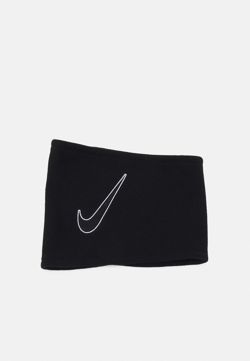 Diadema de lana negra con una textura suave, con un logo de Nike bordado en blanco en la parte frontal, diseñado para ofrecer calidez y comodidad.