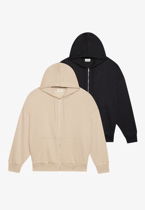 SUPER OVERSIZE ZIP UNISEX 2 PACK - Sweatjakke - black/white