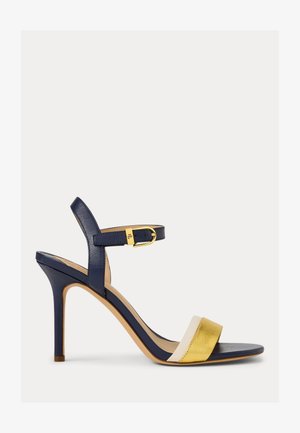 Lauren Ralph Lauren GWEN COLOR-BLOCKED NAPPA LEATHER SANDAL - Saltos clássicos - refined navy/modern gold/white
