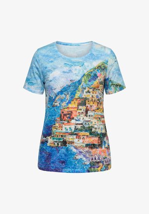 MIAMODA, LANDSCAPE PRINT SHORT SLEEVE BURNOUT TEE - Print T-shirt - swell blue