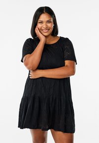 Zizzi - MIT LOCHMUSTER - Day dress - black Thumbnail Image 1