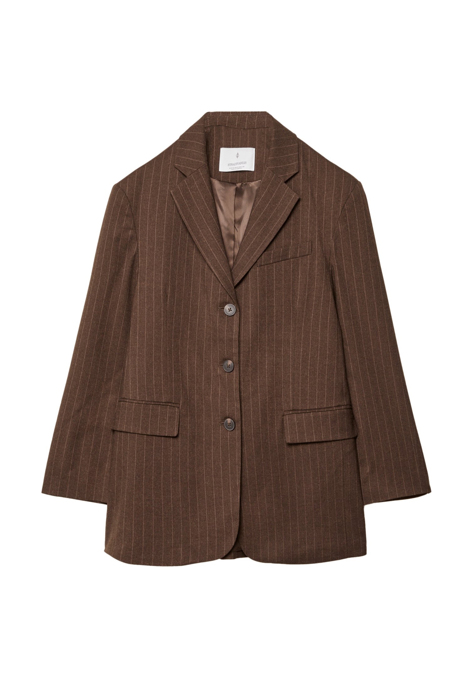 Stradivarius STRIPED OVERSIZE Kurzmantel dark brown