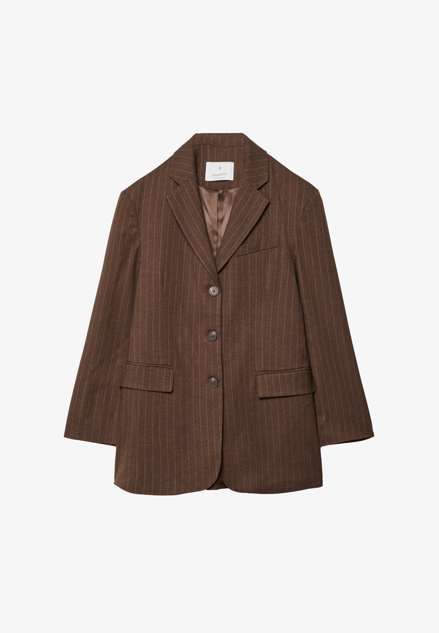 Stradivarius STRIPED OVERSIZE Kurzmantel dark brown