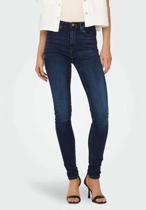 MIT ONLPAOLA HOHE TAILLE - Pieguloša piegriezuma džinsi - dark blue denim