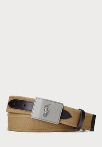 PONY PLAQUE CANVAS & LEATHER BELT - Vyö - classic camel