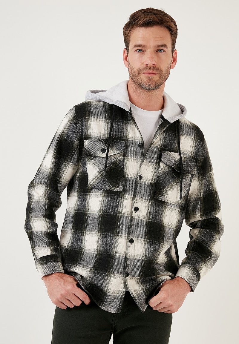 Buratti PLAID PATTERNED DOUBLE POCKET HOODED WINTER - Overgangsjakke - khaki anthracite