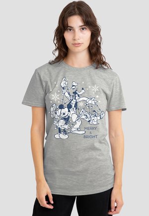 MICKEY MOUSE VINTAGE MERRY, BRIGHT AND TIED UP IN LIGHTS - Print T-shirt - mottled light grey