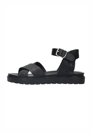 MIT GEKREUZTEN RIEMCHEN - Sandalen met plateauzool - schwarz