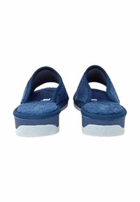 Infradito blu scuro con tomaia testurizzata, retro aperto e suola in gomma bianca. Presenta una soletta imbottita per il massimo comfort.