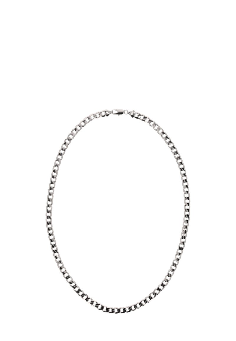 Zilveren ketting met in elkaar grijzende schakels, met een gladde afwerking en een veilige sluiting, ronde randen en een klassieke, onopgemaakte uitstraling.