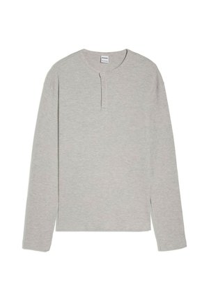 Bershka, LONG SLEEVE SLIM FIT HENLEY - T-SHIRT - Langarmshirt - dark grey
