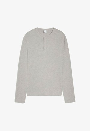 Bershka, LONG SLEEVE SLIM FIT HENLEY - T-SHIRT - Langarmshirt - dark grey