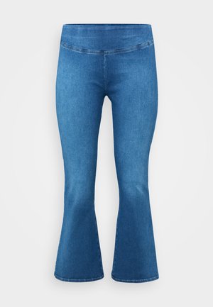 ONLY Carmakoma CARAUGUSTA MID WAIST FLARED  - Trousers - medium blue denim