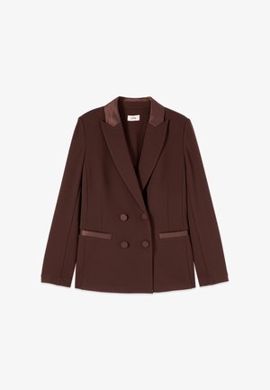 Oltre, BLAZER DOPPIOPETTO CON BOTTONI FODERATI - Blazer - marrone