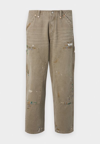 Evisu SEAGULL PRINT PANTS - Laza szabású farmerek - beige
