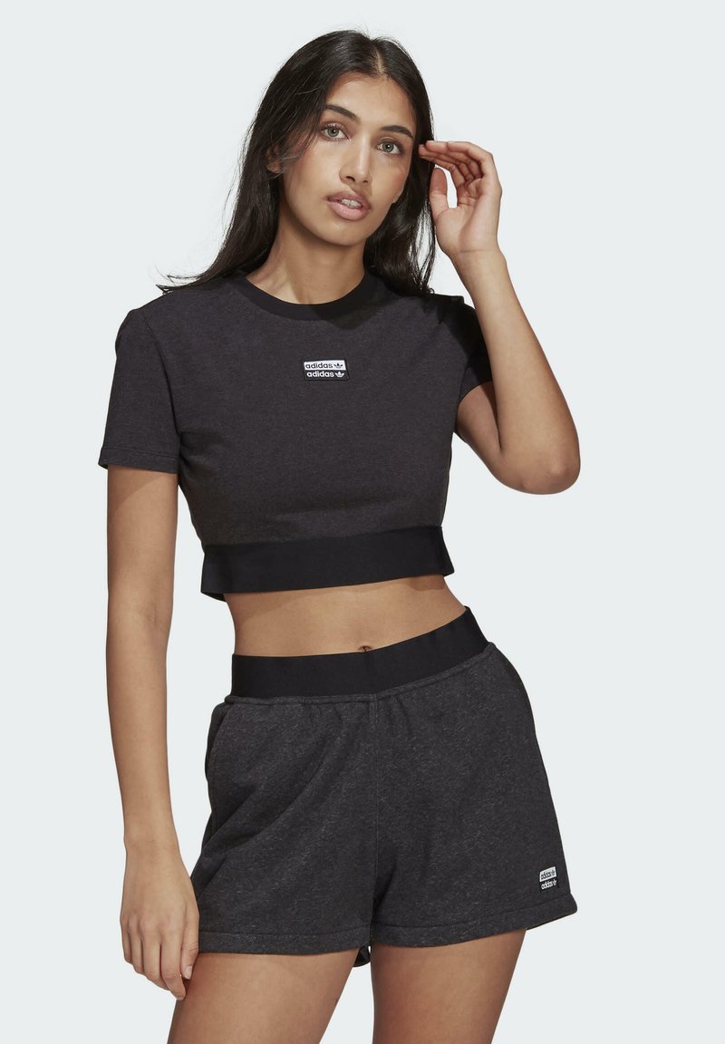 adidas Originals R.Y.V. CROP TOP - Triko s potiskem - black