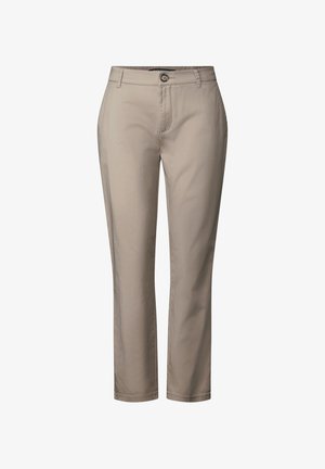 Beetväris suorat housut, jotka on valmistettu kevyestä kankaasta ja joissa on napitus, vyölenkit ja sileä, minimalistinen muotoilu.