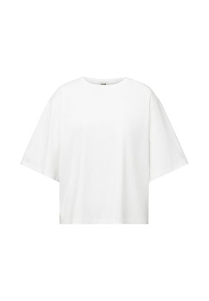 Effen wit oversized T-shirt met korte mouwen, een ronde halslijn en zonder zichtbare patronen of logo's.