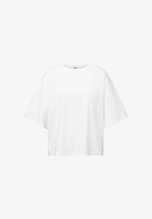 Effen wit oversized T-shirt met korte mouwen, een ronde halslijn en zonder zichtbare patronen of logo's.