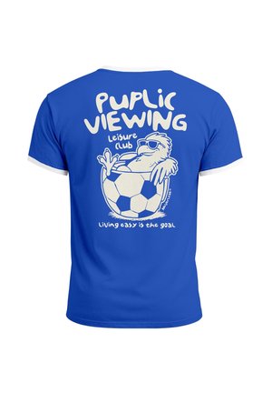 Neverless, HERREN T-SHIRT RETRO KONTRASTBUND - SOCCER PUBLIC VIEWING - - Print T-shirt - blau-weiß