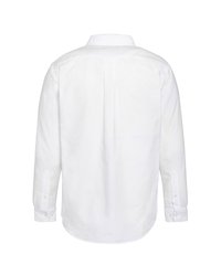 Witte langslavende shirt met een button-down kraag, achterkant plooi en knoopmanchetten. Gemaakt van zachte, gestructureerde stof.