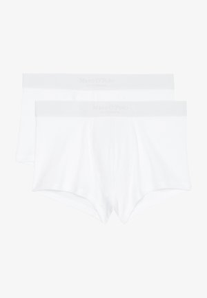 Witte boxershorts van katoen, met een gladde textuur en een elastische tailleband met het reliëf van de merknaam, verpakt in een set van twee.