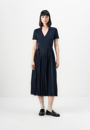 PLEATED WRAP DRESS - Shirt dress - dark night navy