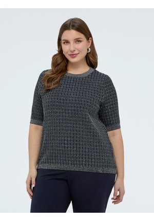 MANICHE CORTE CON LAVORAZIONE A QUADRETTI - T-shirts print - blu