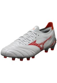 Mizuno MORELIA NEO IV B ELITE RUN ON - Jalkapallokengät kiinteälle alustalle - white radiant red  hot coral